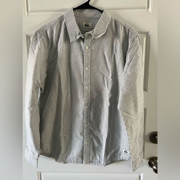 Quiksilver Covesea Comfort Fit Stripe Button-Up Shirt Small, ESTATE BLUE - Picture 3 of 9